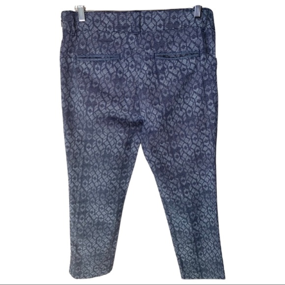 ANTHROPOLOGIE Cartonnier Charlie Crop Trouser Pant Cotton Stretch Blue Pattern - Picture 7 of 10